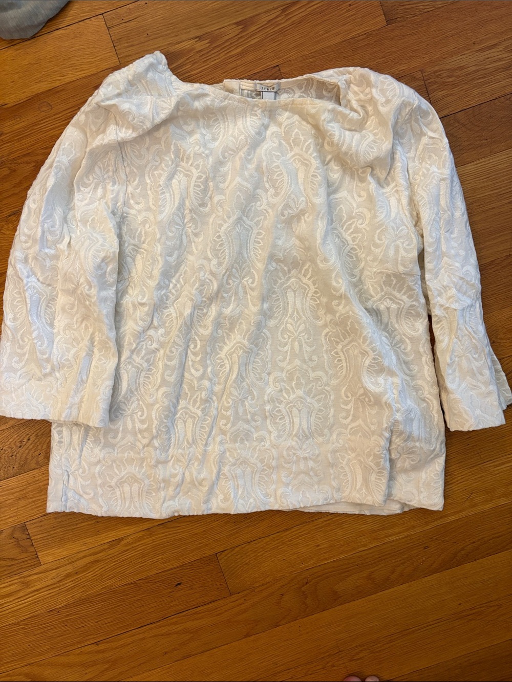 Women's Cream Jacquard Long-Sleeve Top